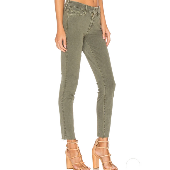 Mother High Waisted Hi Rise Looker Ankle Fray Denim Jeans Size 28 in Army Green - Picture 15 of 15